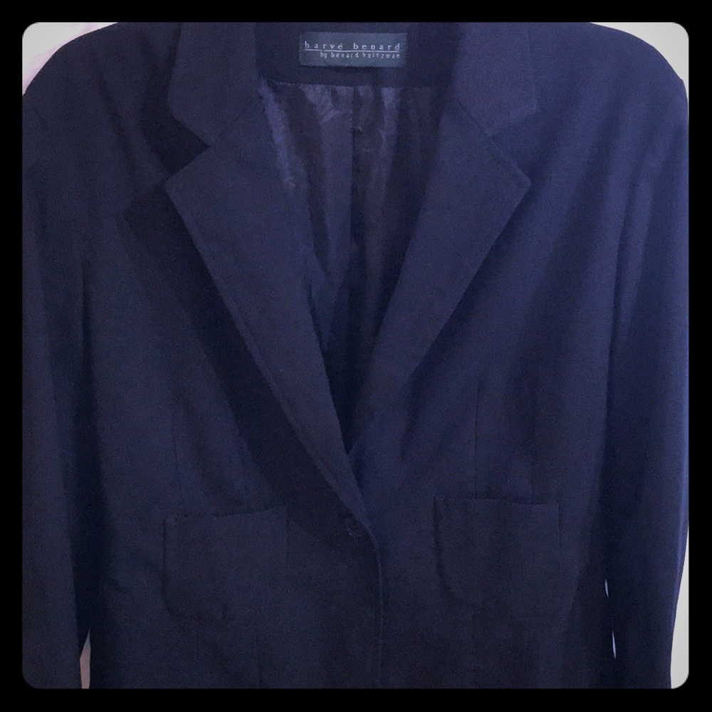 Harve Benard Black 1 Button Business Suit Jacket